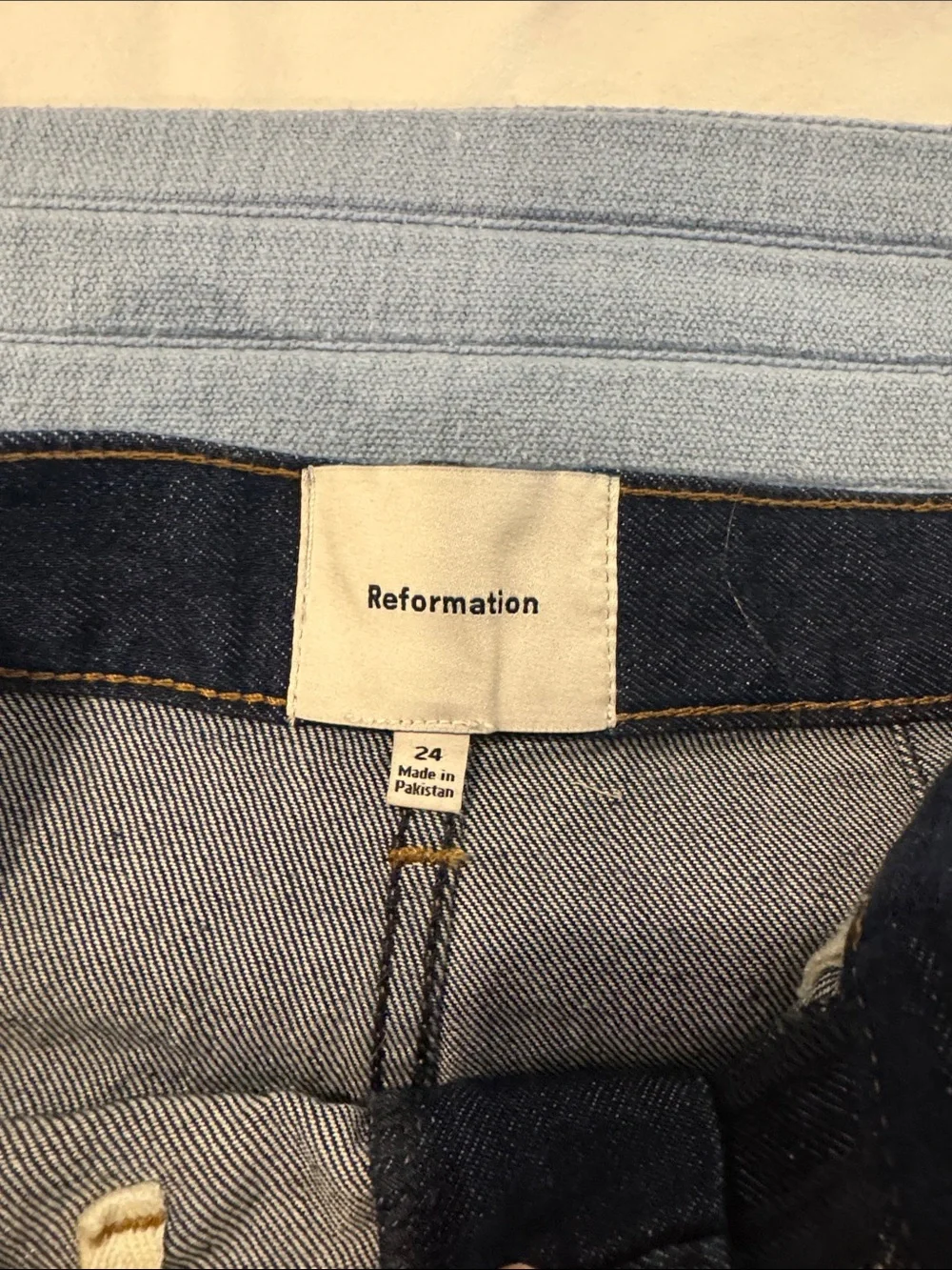 Reformation Alyssa Stretch High Rise 3.5” Jean Shorts in Seneca